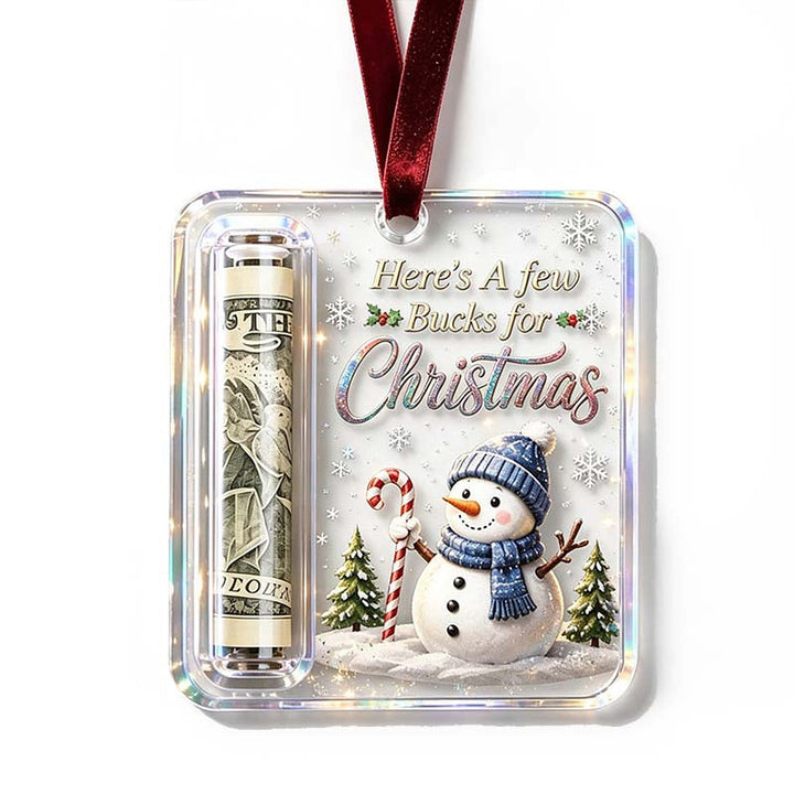 Christmas Ornament Money Holder - Clear Acrylic Hanger for Rolled Banknotes