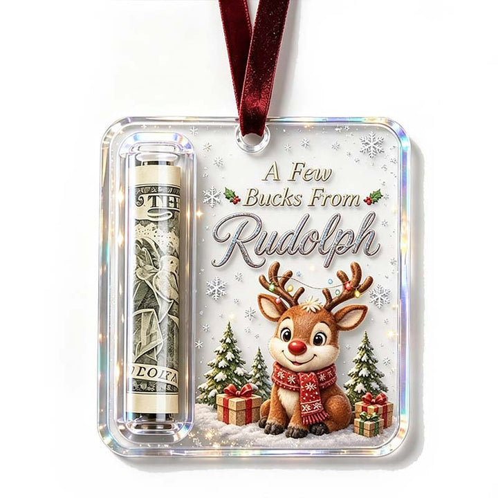Christmas Ornament Money Holder - Clear Acrylic Hanger for Rolled Banknotes