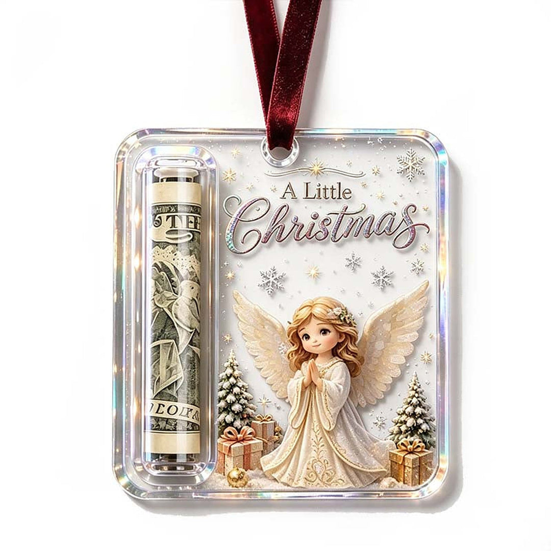 Christmas Ornament Money Holder - Clear Acrylic Hanger for Rolled Banknotes