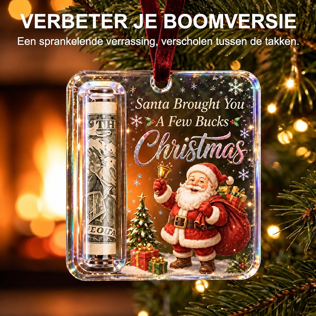 Christmas Ornament Money Holder - Clear Acrylic Hanger for Rolled Banknotes