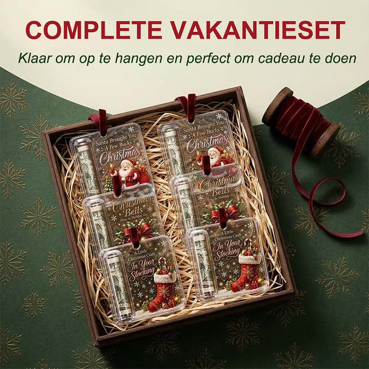 Christmas Ornament Money Holder - Clear Acrylic Hanger for Rolled Banknotes