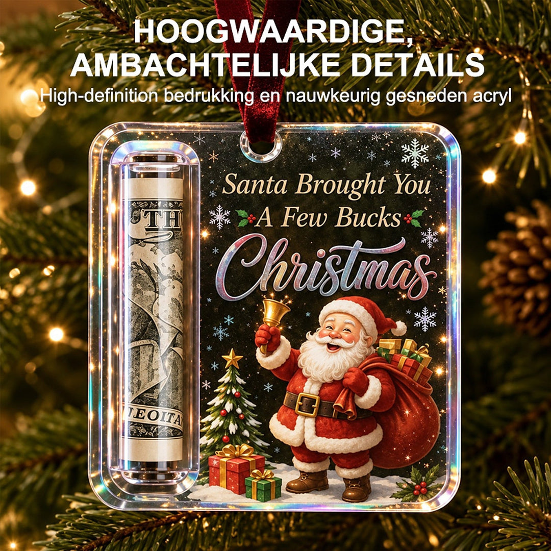 Christmas Ornament Money Holder - Clear Acrylic Hanger for Rolled Banknotes