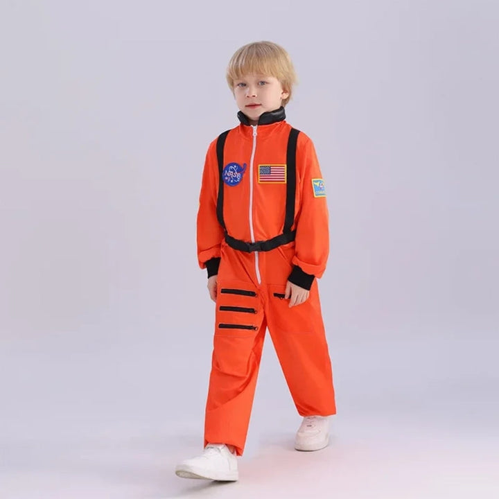 Kids' Halloween Astronaut Suit Costume for Space Patches and Jumpsuit Design Female