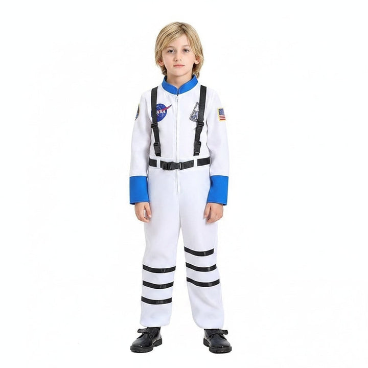 Kids' Halloween Astronaut Suit Costume for Space Patches and Jumpsuit Design Female