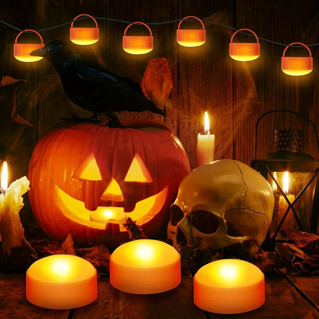 Halloween Jack O Lantern Pumpkin LED Tea Light Candles with Remote Control Battery Operated