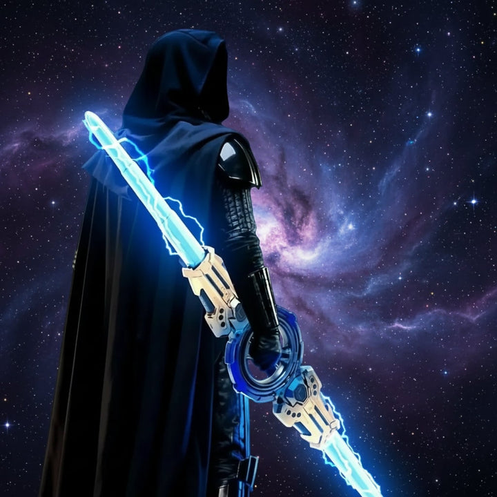 Kids' Halloween Double-Bladed Light-Up Sword Toy with Retractable LED Blades