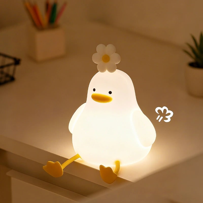 Rechargeable Kids Night Light Soft Silicone Animal Touch Activated Lamp Dimmable