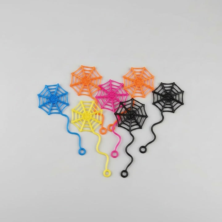 Kids' Halloween Decorations Sticky Spiderweb Party Favors Stretchy Neon Window Clings with Wavy Tail
