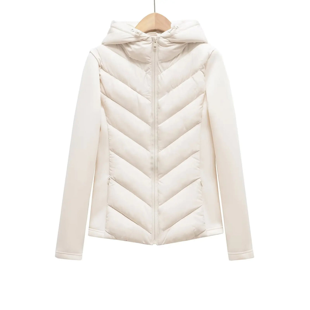 Lightweight Women's Quilted Winter Jacket with Hood and Hidden Pockets.