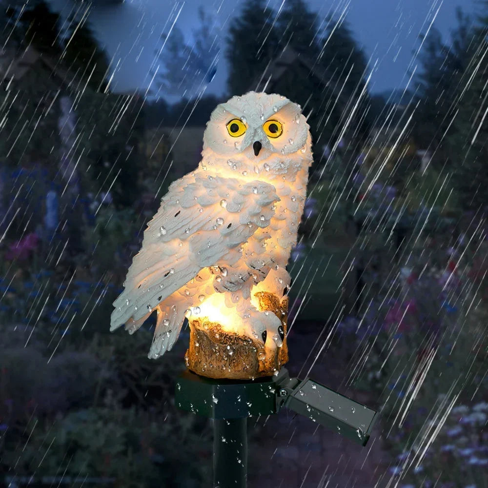 Solar owl garden light with warm white LED, waterproof IP65, 45 cm