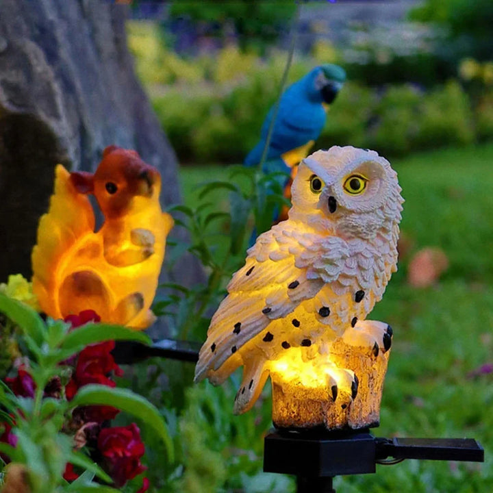 Solar owl garden light with warm white LED, waterproof IP65, 45 cm