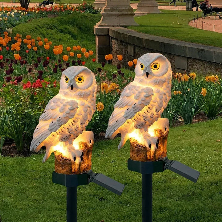 Solar owl garden light with warm white LED, waterproof IP65, 45 cm