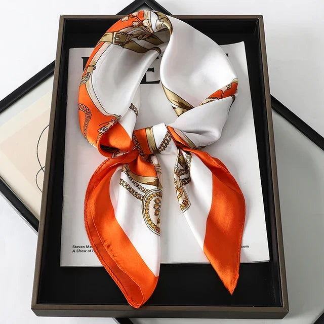Silk Scarf - Luxury Satin Accessory | Striped Pattern