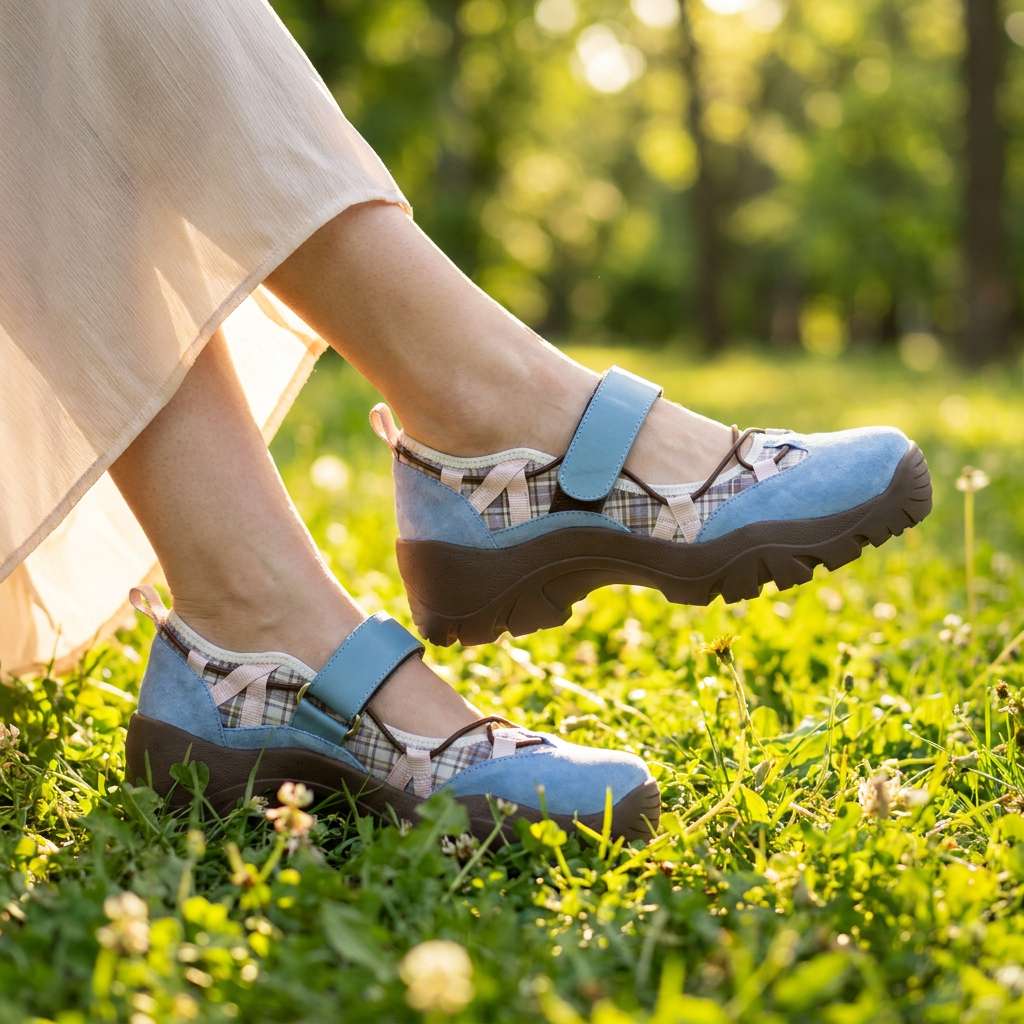 Women's comfort slippers with hook-and-loop strap | Lightweight slip-on shoes