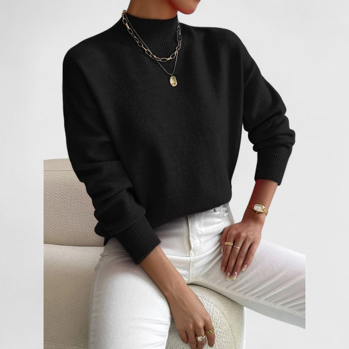 Women's classic polo-neck jumper in soft, breathable cotton