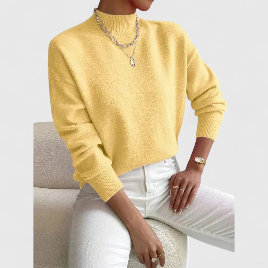 Women's classic polo-neck jumper in soft, breathable cotton