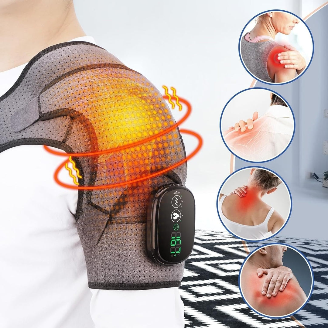 Electric Shoulder Heating Pad with Vibration Massage and Heat Pack for Pain