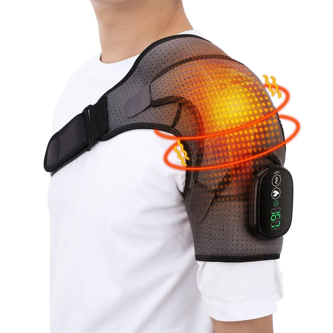 Electric Shoulder Heating Pad with Vibration Massage and Heat Pack for Pain