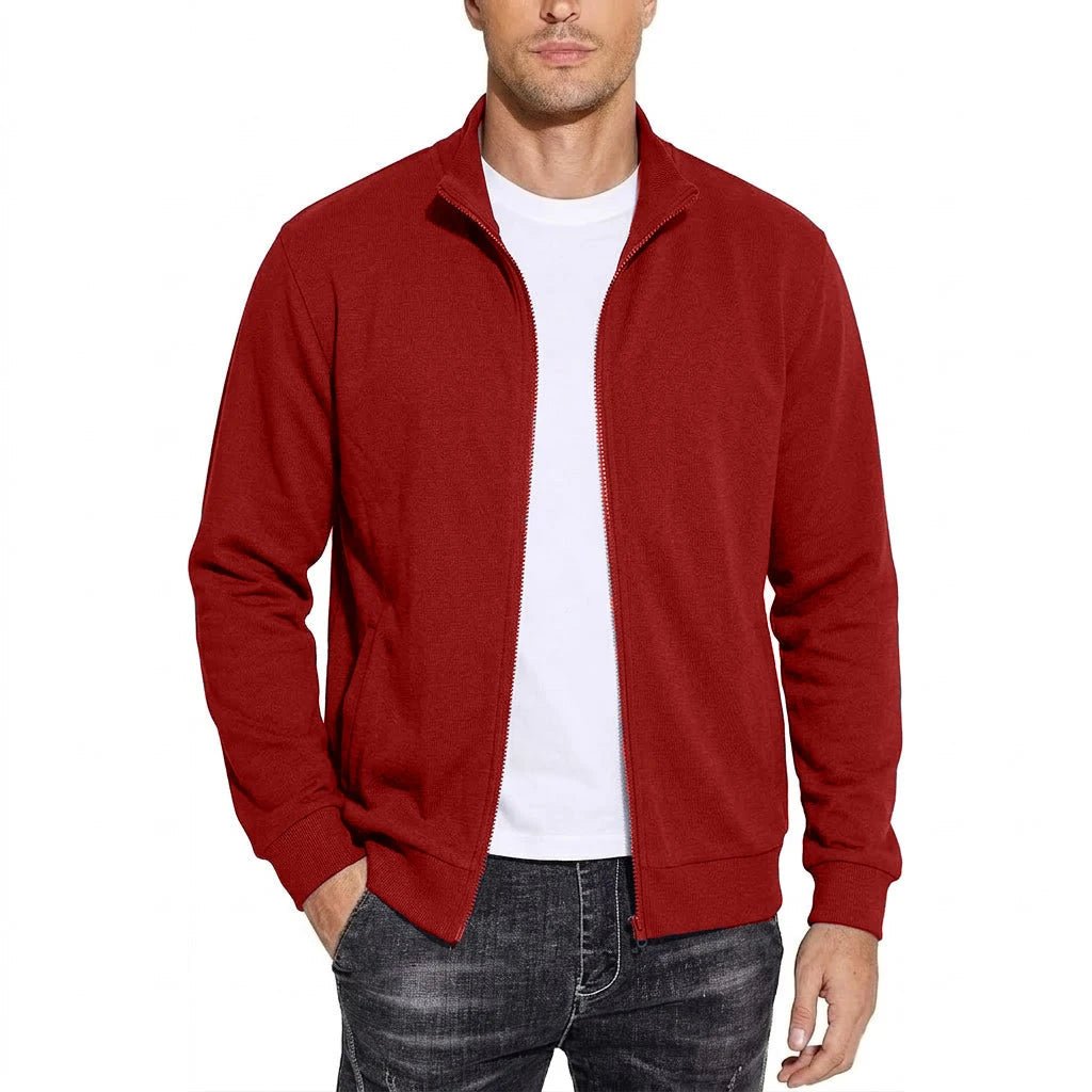 Men's zip-up cotton sweatshirt jacket, breathable, classic relaxed fit