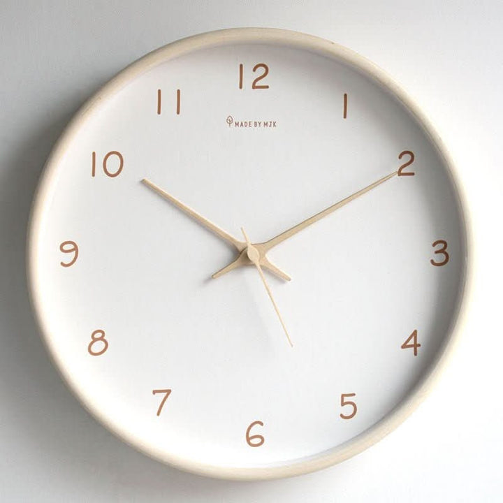 Minimalist Analog Wooden Wall Clock Silent Round 10 Inch Quiet