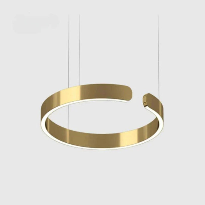 "Modern circular LED pendant light in minimal design, black finish, ideal for elegant home interiors and efficient lighting."