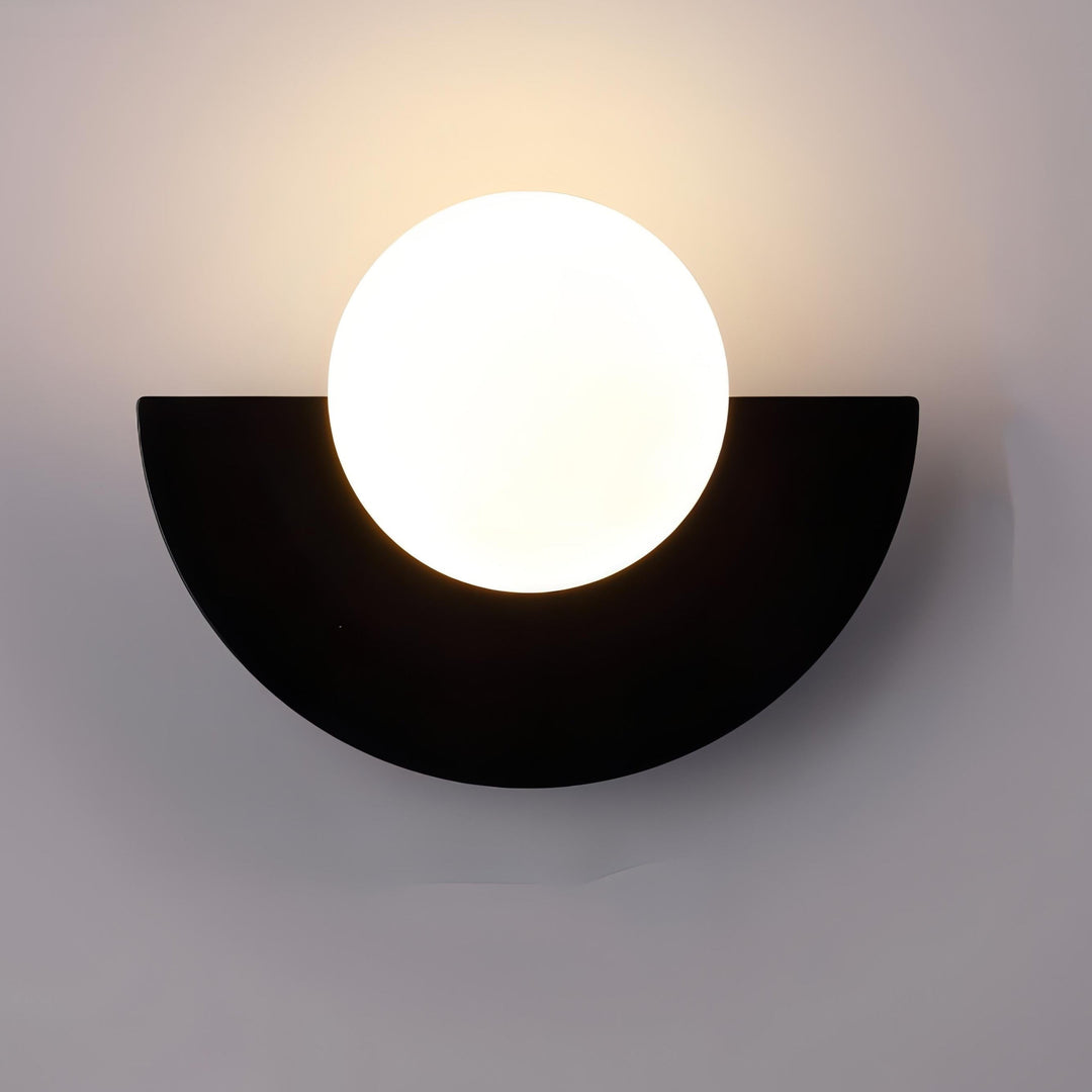 Modern Wall Sconce with Frosted Globe and Semi-Circle Backplate Hardwired Light