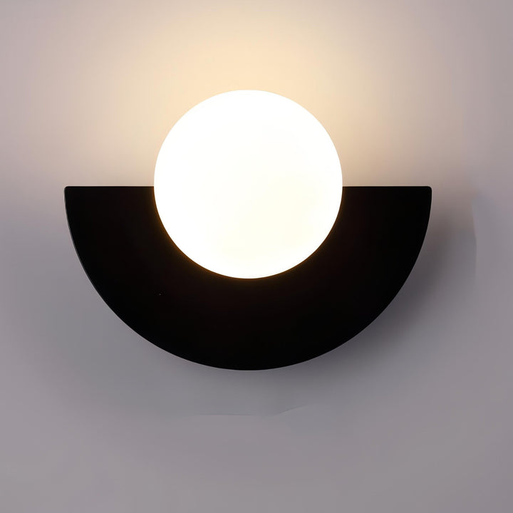 Modern Wall Sconce with Frosted Globe and Semi-Circle Backplate Hardwired Light