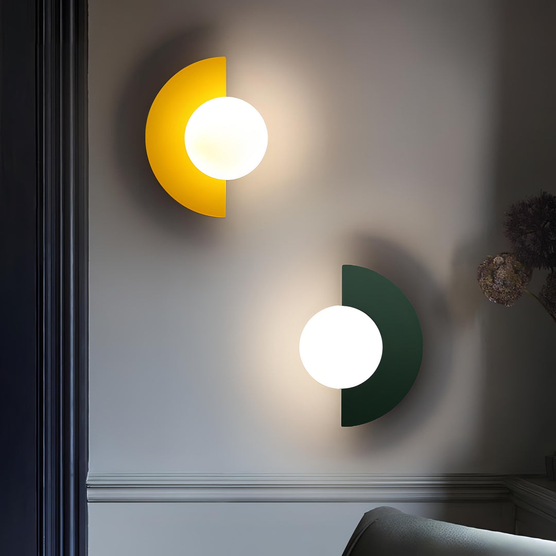 Modern Wall Sconce with Frosted Globe and Semi-Circle Backplate Hardwired Light