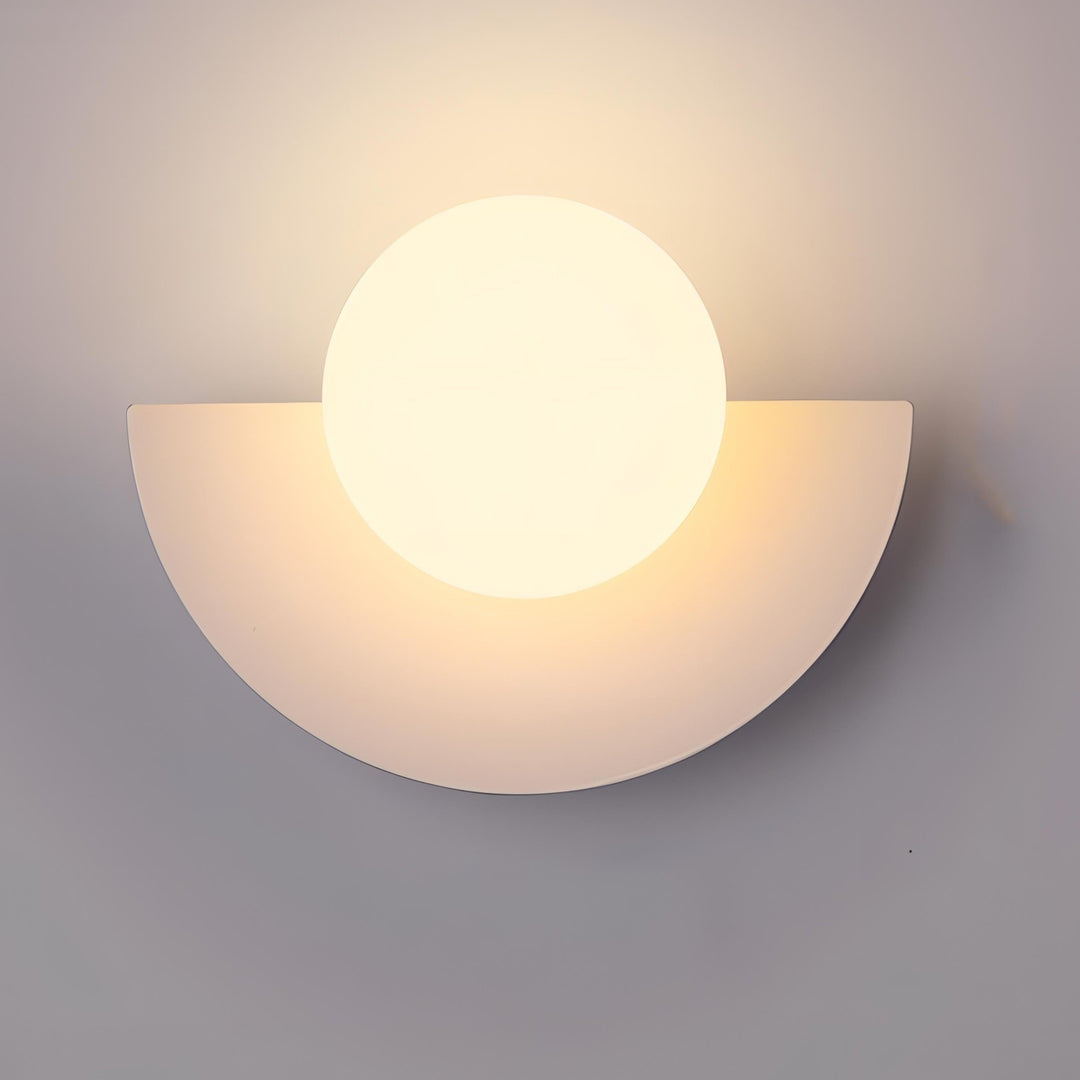 Modern Wall Sconce with Frosted Globe and Semi-Circle Backplate Hardwired Light