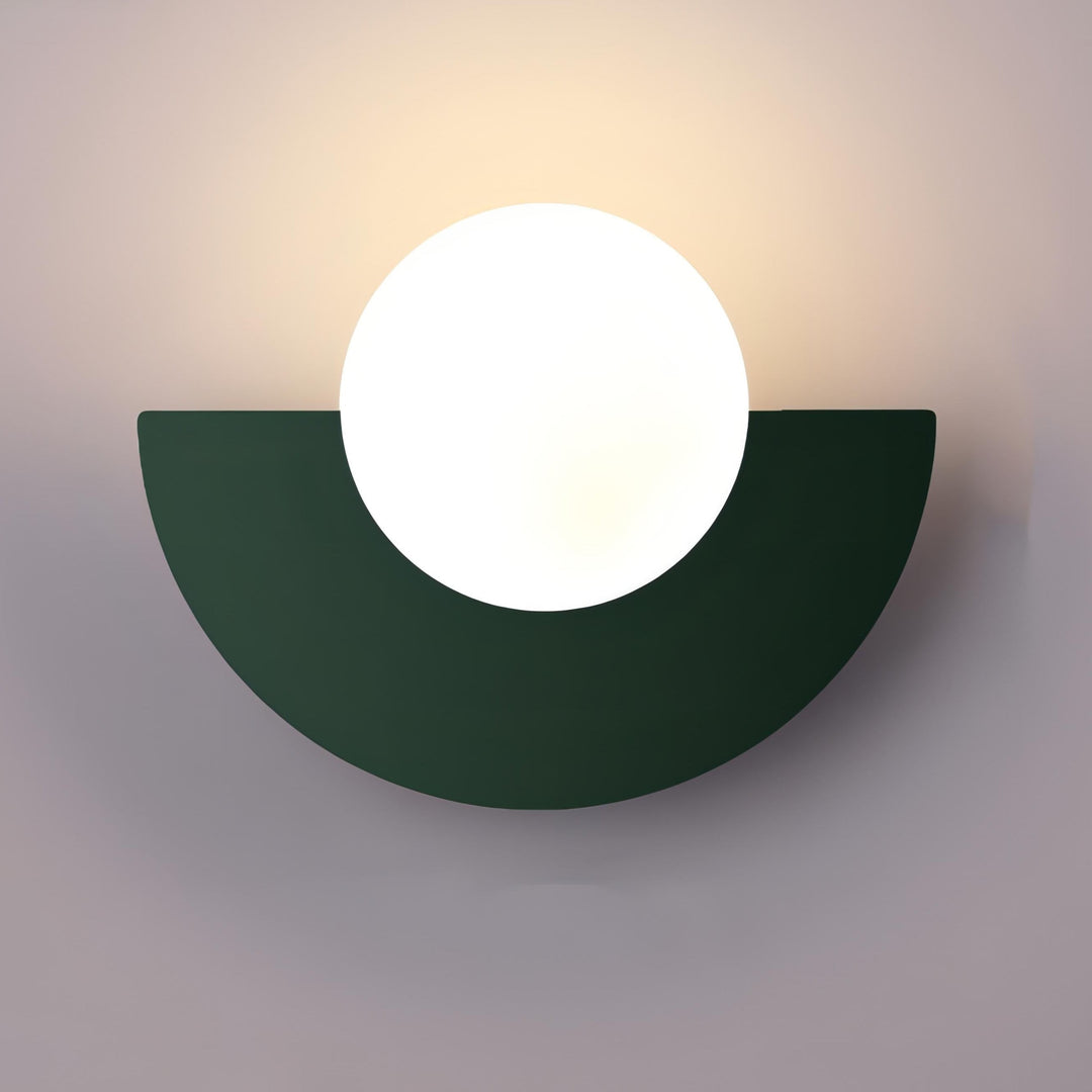 Modern Wall Sconce with Frosted Globe and Semi-Circle Backplate Hardwired Light