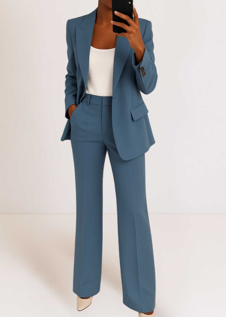 Women's Two-Piece Set: Fitted Blazer and Trousers (Lounge Set)