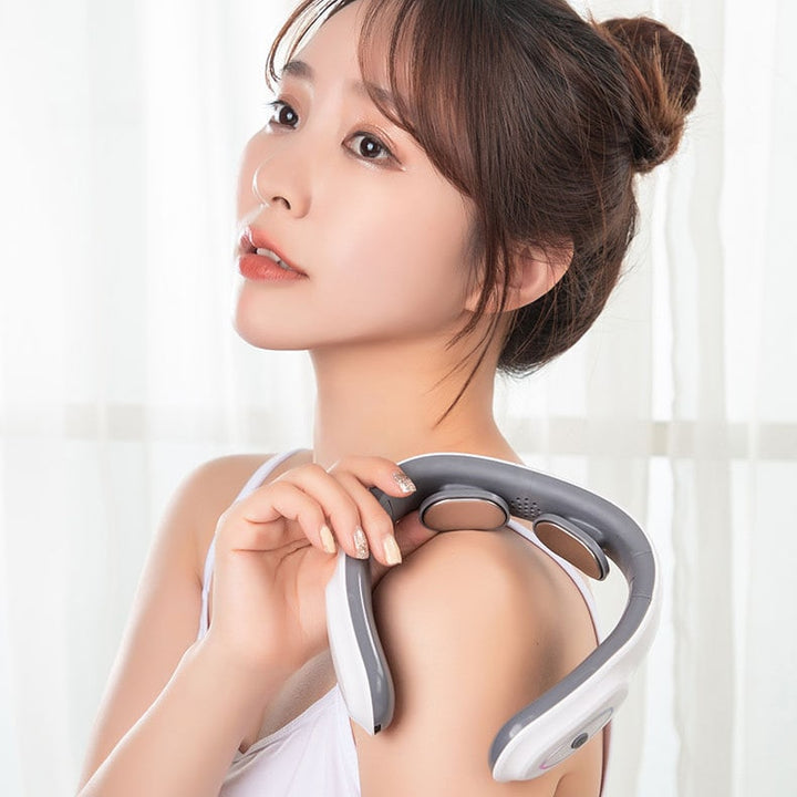 Neck Massager for Trapezius Muscle with Heat and Shiatsu Massage Portable Folding Electric Pulse