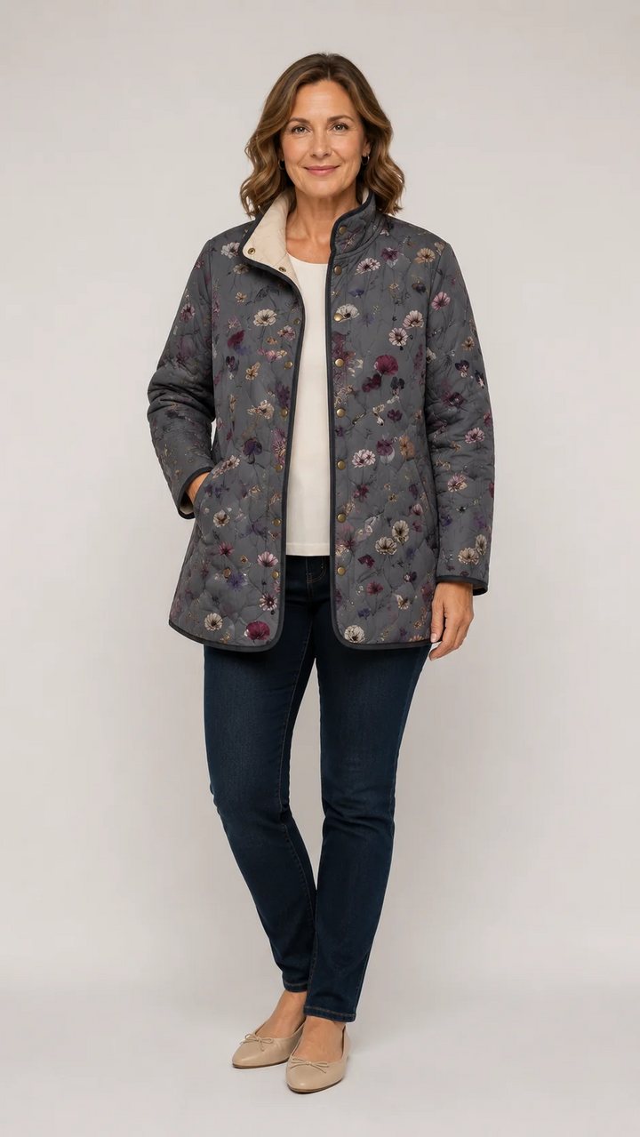 Vintage floral quilted jacket - lightweight padded coat