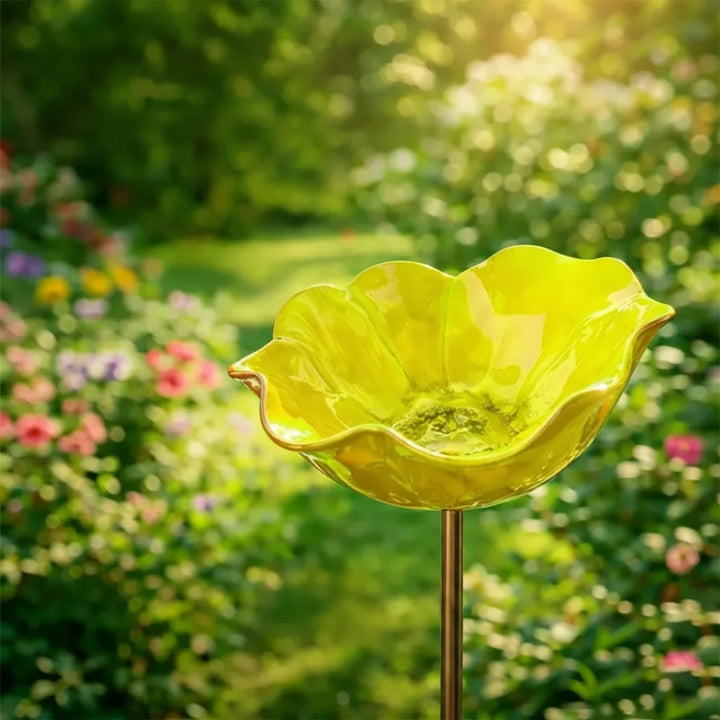 Metal poppy bird bath stake – garden and balcony decoration, 60 cm