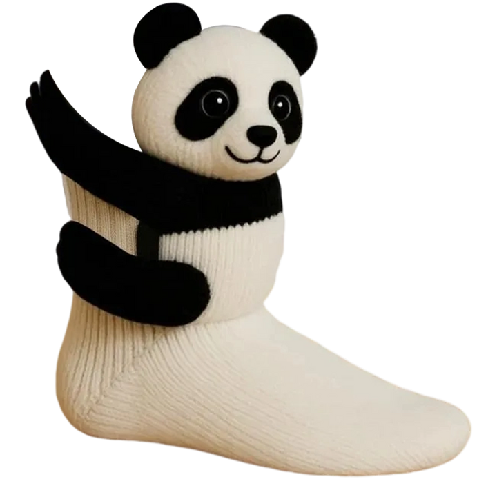 Novelty Socks Animal Crew Length Plush 3D Ribbed Knit Gift Character