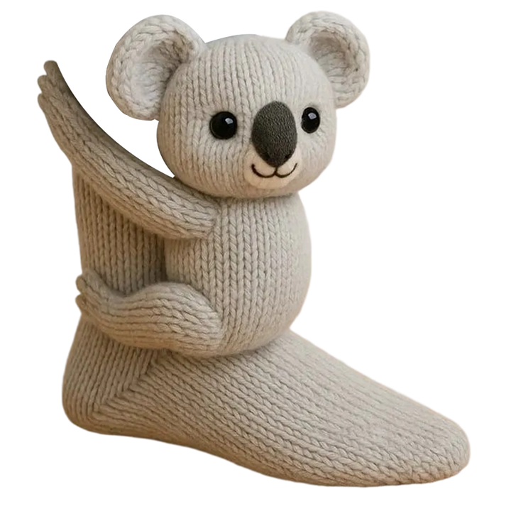 Novelty Socks Animal Crew Length Plush 3D Ribbed Knit Gift Character