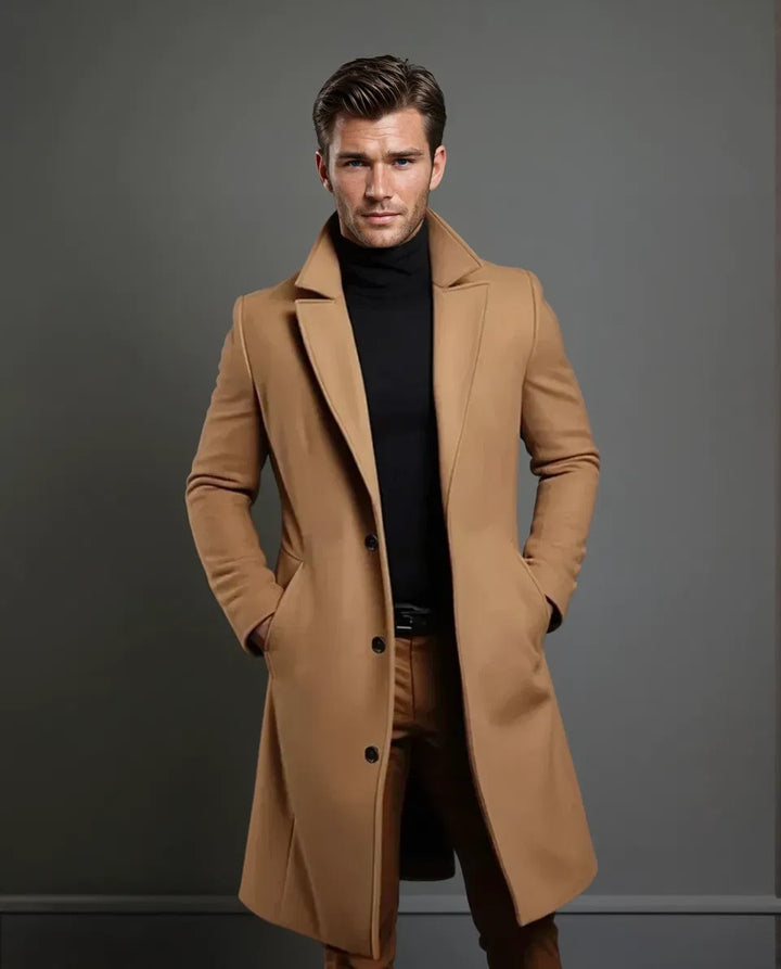 Men's wool overcoat – tailored long winter coat for work and city wear