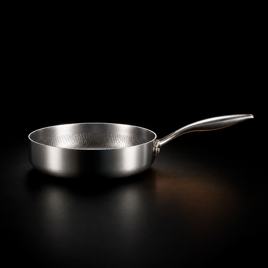 Hand-Hammered High-Sided Titanium Frying Pan