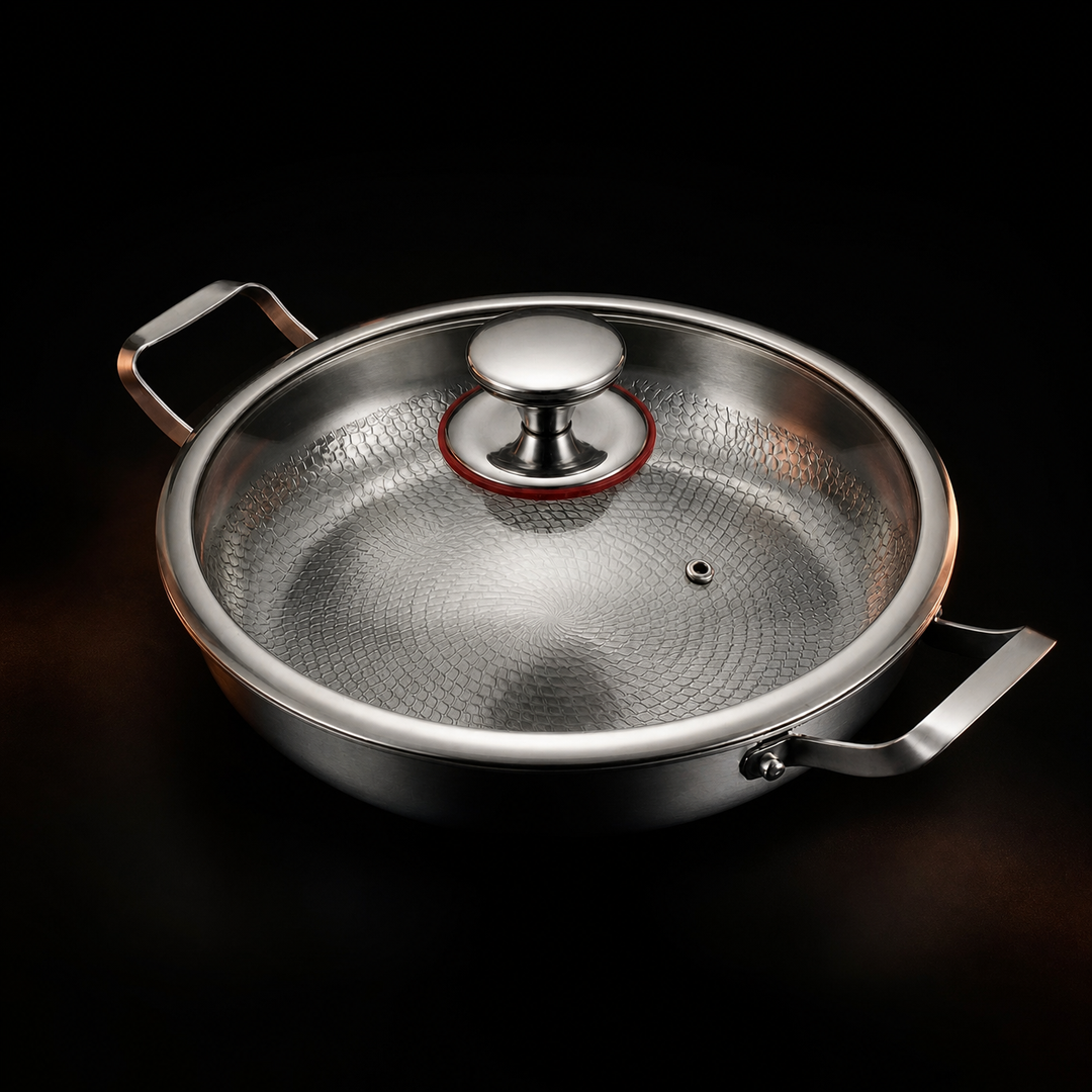 Hammered Titanium Pan with Two Handles