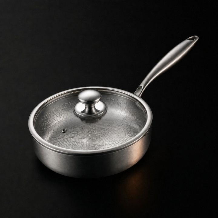 Hand-Hammered High-Sided Titanium Frying Pan