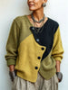 Women's Knit Jumper with Asymmetric Buttons in Colour-Block Style