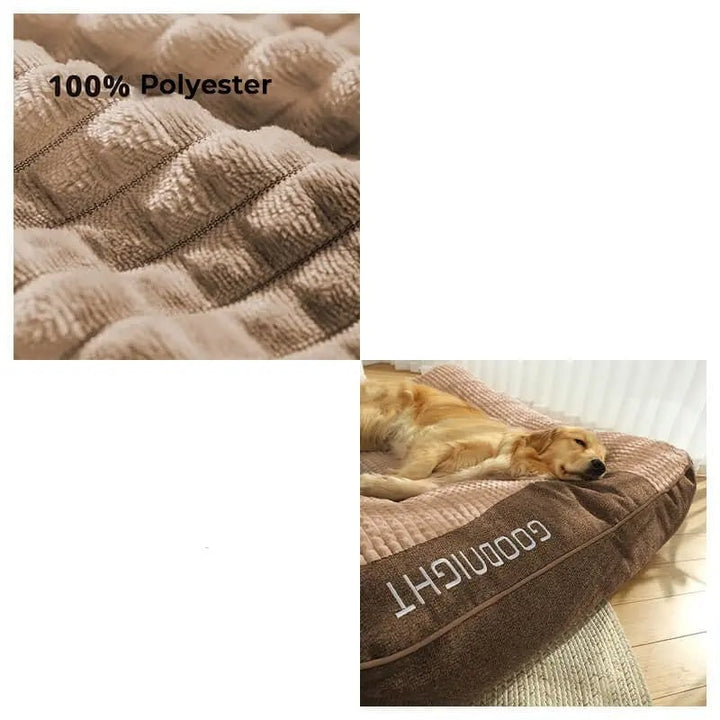 Orthopedic Large Dog Bed with Bolster Padded Waffle Plush Top and Machine Washable Cover