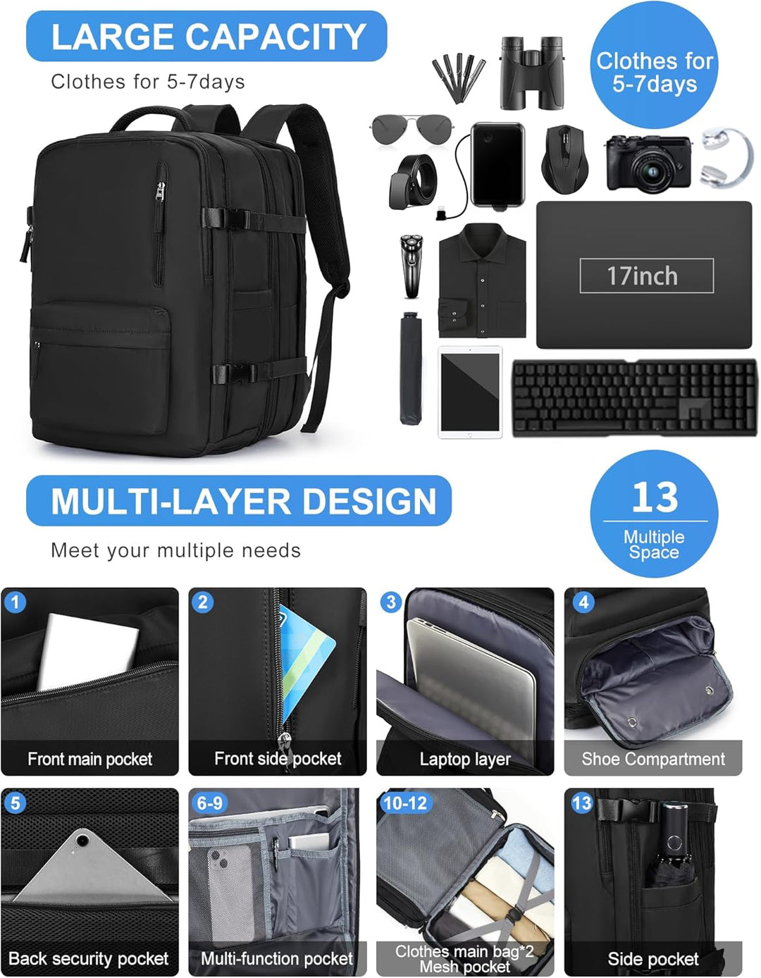 Multi-Compartment Laptop Bag with Adjustable Strap