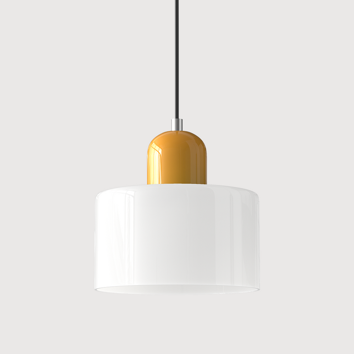 Mid-Century Modern Pendant Light Fixture with Warm White and Two-Tier Frosted Glass Shade