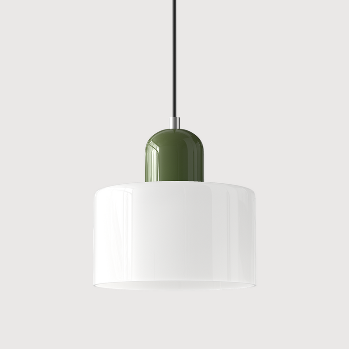 Mid-Century Modern Pendant Light Fixture with Warm White and Two-Tier Frosted Glass Shade