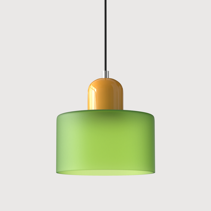 Mid-Century Modern Pendant Light Fixture with Warm White and Two-Tier Frosted Glass Shade