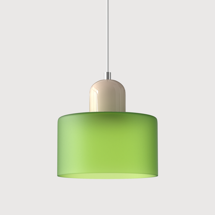 Mid-Century Modern Pendant Light Fixture with Warm White and Two-Tier Frosted Glass Shade