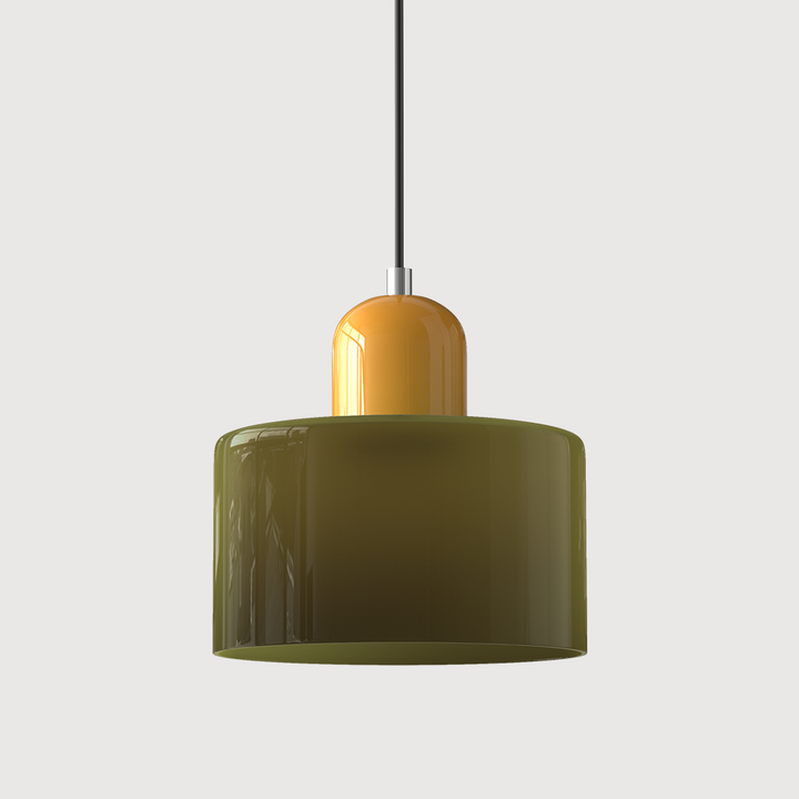 Mid-Century Modern Pendant Light Fixture with Warm White and Two-Tier Frosted Glass Shade