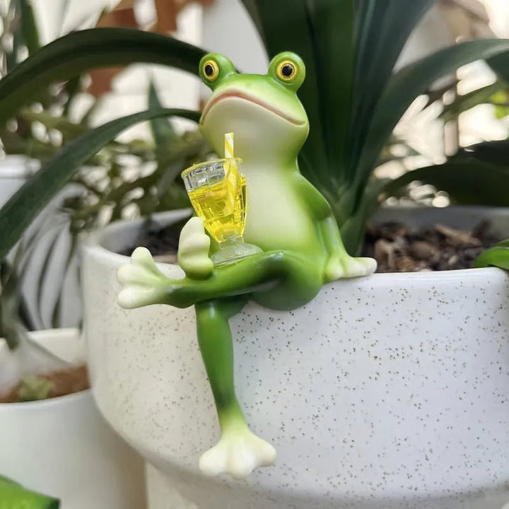 Plant Pot Hanger Hugger Resin Figurine Flower Decorative Garden Frog
