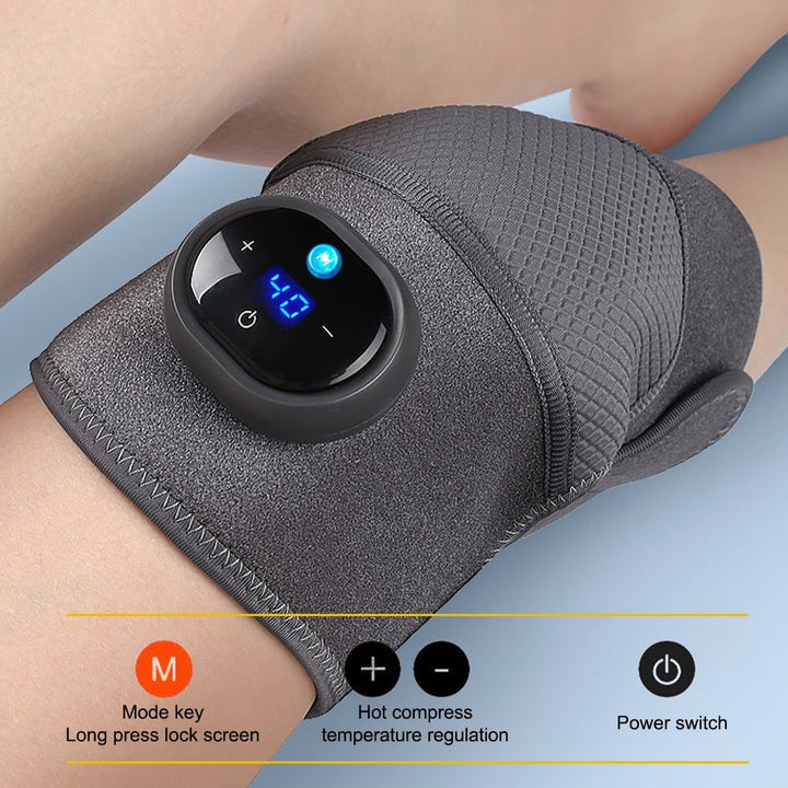 Rechargeable Heated Knee Massager and Wrap with Vibration Adjustable Heat and Digital Controls